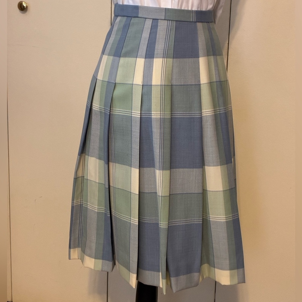 Pendleton Skirt in a Pastel Blue and Green Pleated Plaid Made in the USA - Picture 15 of 15